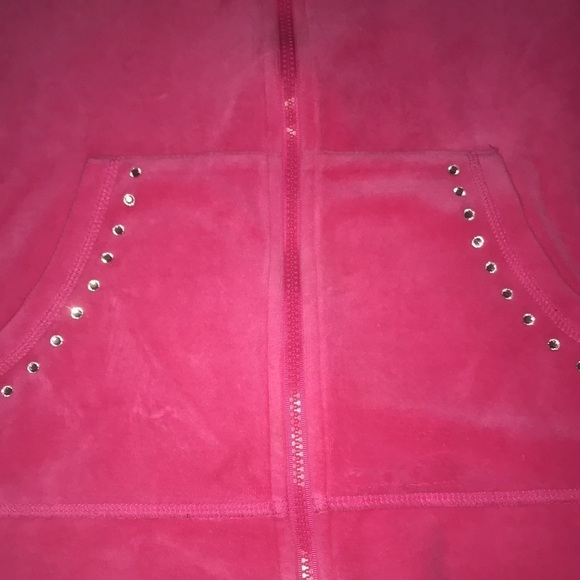 EVERLAST SPORT hot pink velour zip up hoodie bling trim at pockets size L - Picture 5 of 10